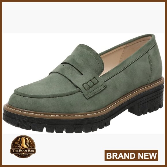 Platform Penny Loafers Slip On Chunky Lug Sole Comfortable Work Casual Shoes